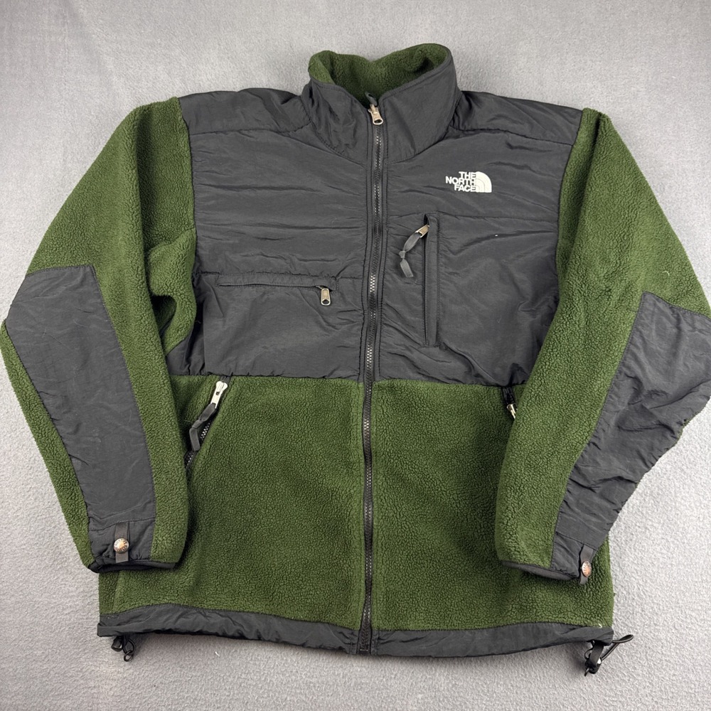 The North Face Denali Jacket Men's XL Green Black Fleece Full Zip Coat Gorpcore